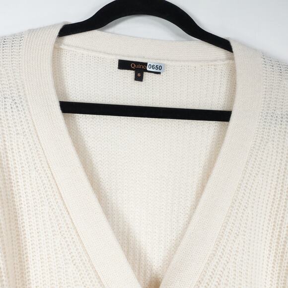 EUC Quince Ivory Mongolian Cashmere Oversized Boyfriend Cardigan Sweater S 0650 - Picture 6 of 11